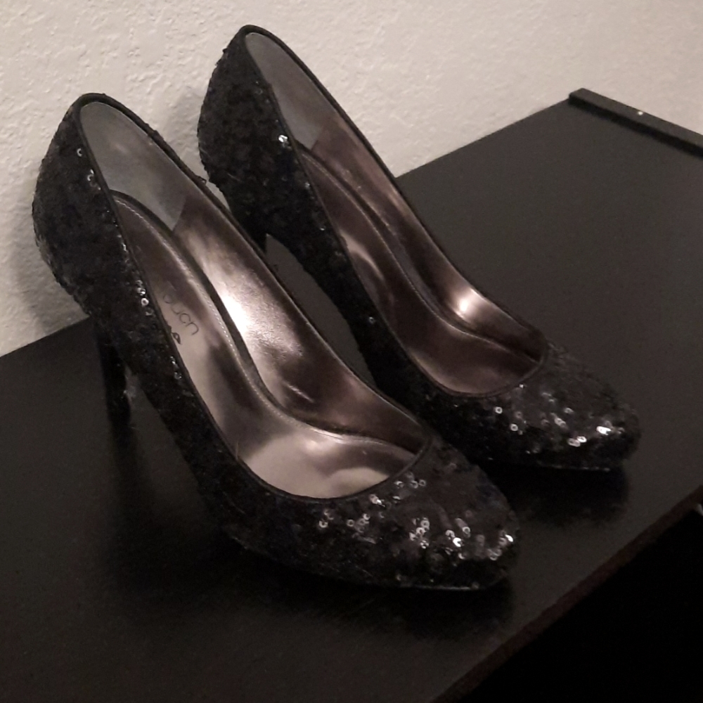 Black sequin heels, size 39 eur by Nina